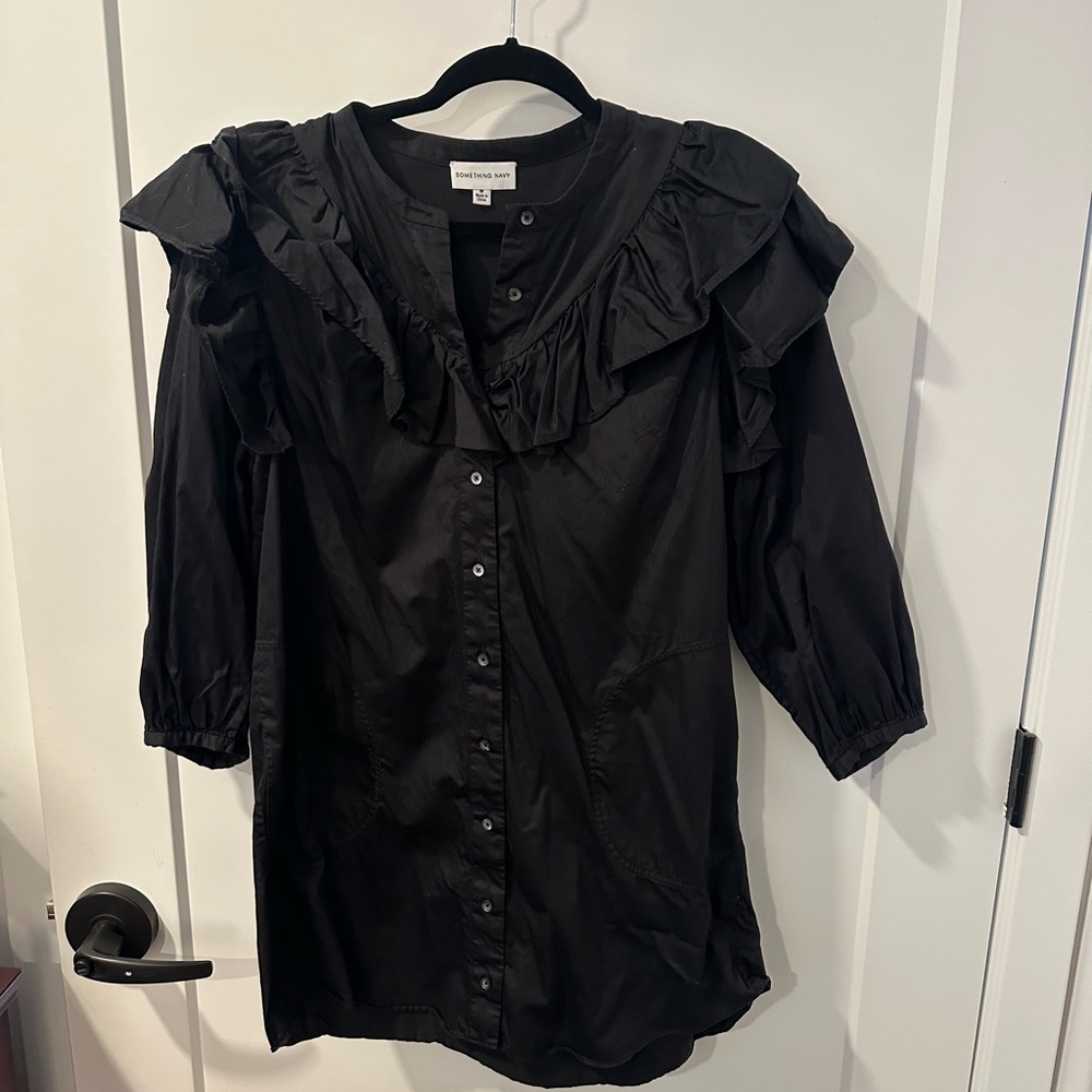 Something Navy Black Ruffled Dress